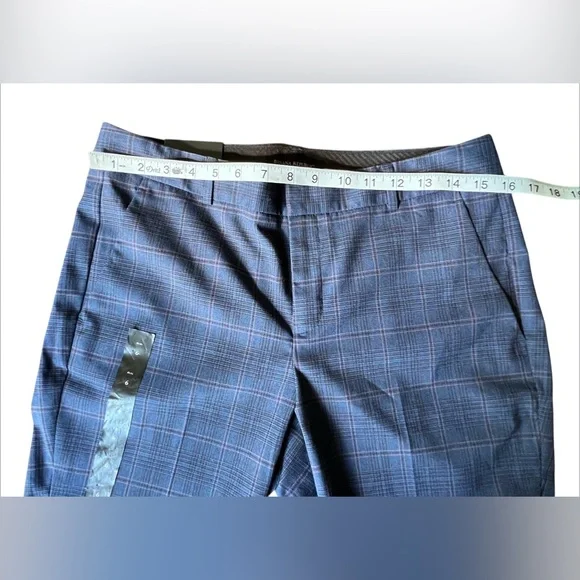 Banana Republic NEW Ryan Women’s Navy Blue Plaid Slim Straight Leg Pants Trouser - Picture 12 of 15